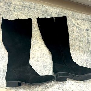 Nine West black suede wide calf boots